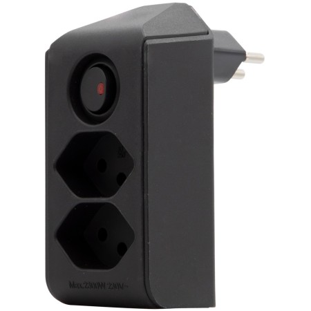 Brennenstuhl cleverLINE Abzweigstecker 2-fach schwarz mit Schalter, drehbar bis 300° mit Aufhänger *CH*