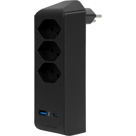 Brennenstuhl cleverLINE Abzweigstecker 3-fach schwarz mit USB Typ-A und USB Typ-C
