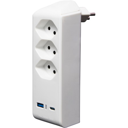 Brennenstuhl cleverLINE Abzweigstecker 3-fach weiss mit USB Typ-A und USB Typ-C drehbar bis 300°