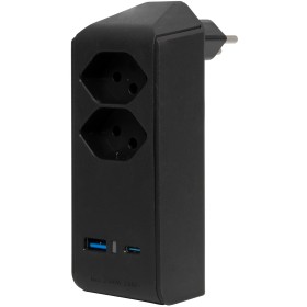 Brennenstuhl cleverLINE Abzweigstecker 2-fach schwarz mit USB Typ-A und Typ-C