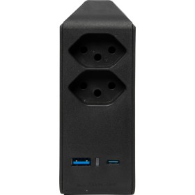 Prise multiple rotative cleverLINE 2 ports noir avec USB Type-A et Type-C, pivotant jusqu'à 300° sans crochet *CH*