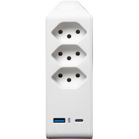 Prise multiple cleverLINE 3 prises blanches avec ports USB Type-A et USB Type-C rotatifs jusqu'à 300° sans crochet *CH*