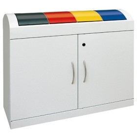 Raccolta differenziata TD 4, RAL 7035/RAL 7016, RAL 3000, RAL 1003, RAL 5010, contenitore interno zincato, 4x45 litri