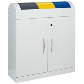 Raccolta differenziata TD 3, RAL 7035/RAL 7016, RAL 1003, RAL 5010, contenitore interno zincato, 3x45 litri