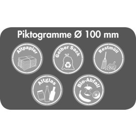 Stumpf Deutschland Zubehör: Piktogramm-Set, Durchm. 100 mm, weiss, 5 Stück