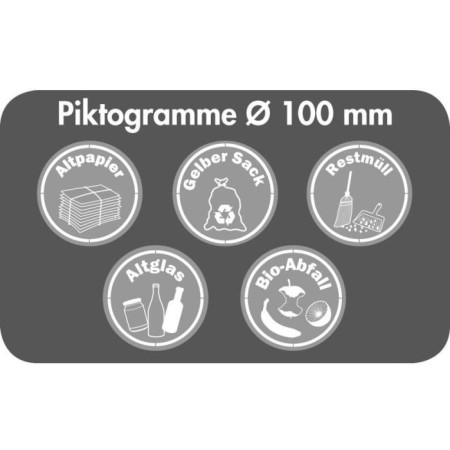 Stumpf Deutschland Zubehör: Piktogramm-Set, Durchm. 100 mm, weiss, 5 Stück