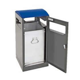 Raccolta differenziata A³, grigio antracite/5010, contenitore interno zincato, 40 litri