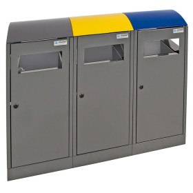 Stazione di riciclaggio A³-3 scomparti, antracite/grigio 5010, 1003, 7016, contenitore interno zincato, 3x40 litri