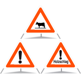 TRIOPAN Faltsignal 60 Tagesleuchtend Kombi mit Etui (Tiere - Andere Gefahren - Holzschlag)