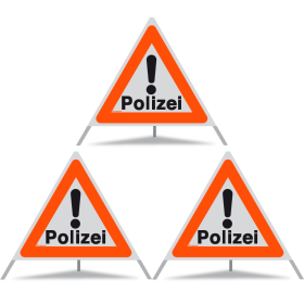 TRIOPAN Faltsignal 90 mit R1 Reflektierend Etui (3x Polizei)