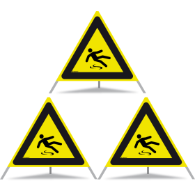 Signal pliable TRIOPAN 90 R1 réfléchissant avec étui (3x risque de glissade)