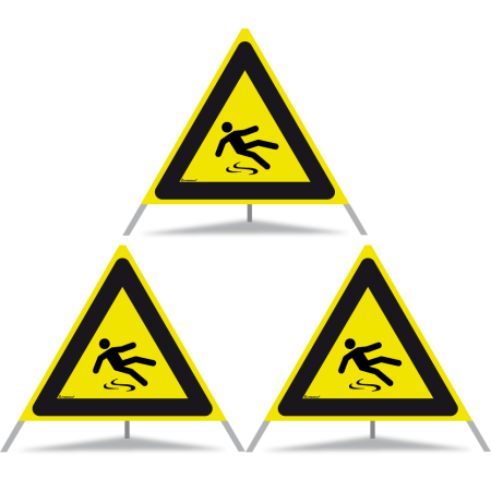 Signal pliable TRIOPAN 90 R1 réfléchissant avec étui (3x risque de glissade)