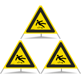 Signal pliable TRIOPAN 60 cm jour fluorescent avec étui (3x Risque de glissade)