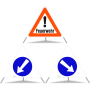 Signal pliable TRIOPAN 90 lumineux de jour Combo avec étui (Pompiers - Dépasser à gauche