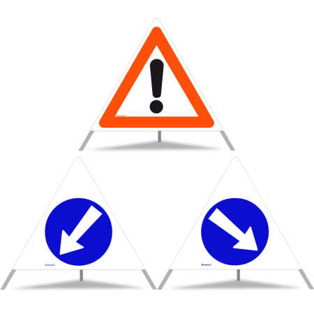 Signal pliable TRIOPAN 90 lumineux de jour Combo avec étui (Autres dangers - Contourner à gauche