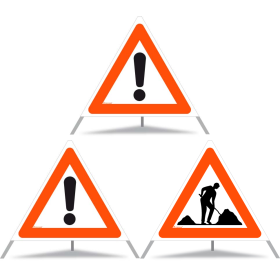 TRIOPAN Faltsignal 90 Tagesleuchtend Kombi mit Etui (2x Andere Gefahren - Baustelle)