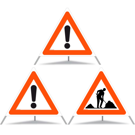 TRIOPAN Faltsignal 90 Tagesleuchtend Kombi mit Etui (2x Andere Gefahren - Baustelle)