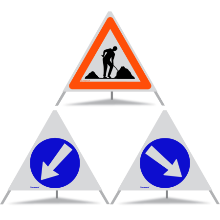 Signal pliable réfléchissant TRIOPAN 70 R1 Combo avec étui (Chantier - Contourner à gauche