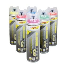 DUPLI-COLOR 12x stk. Allround - Markierspray, Spezialsprühkopf mit 360°-Spezialventil